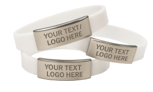 Engraved Metal Plate Silicone Wristbands